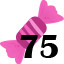 75 sweets collected.