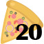 20 pizzas collected.